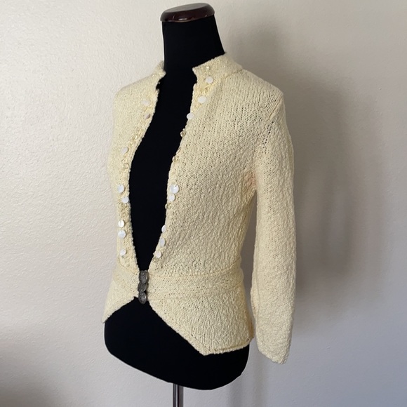 VINTAGE KNIT STYLE BUTTON SWEATER BLAZER TOP - Picture 9 of 16